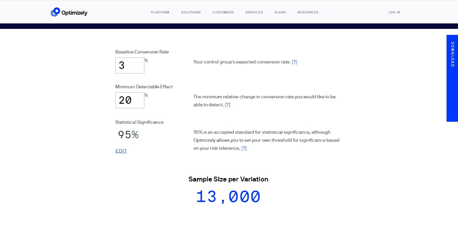 Optimizely Calculator