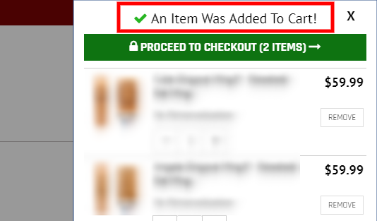 shopping cart optimization - confirmation on slide cart