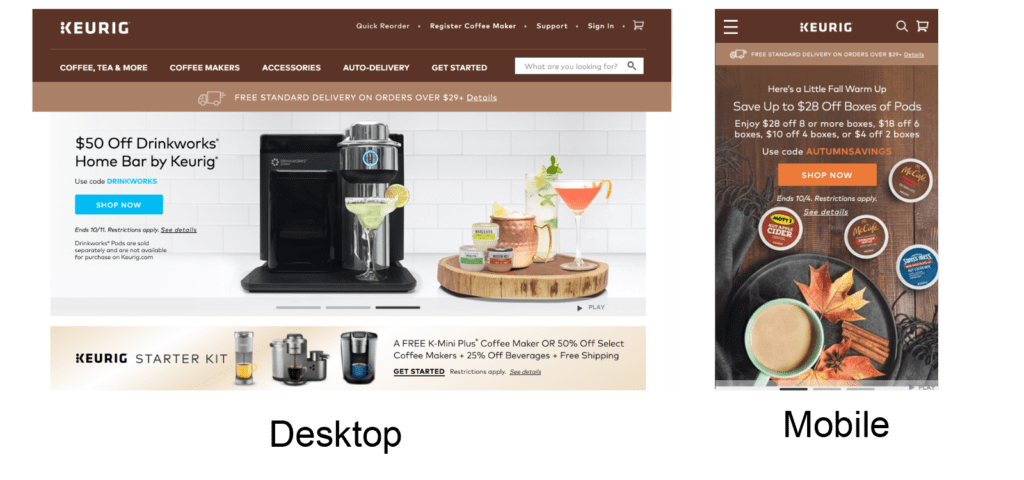 Keurig using the picture element for responsive banner images