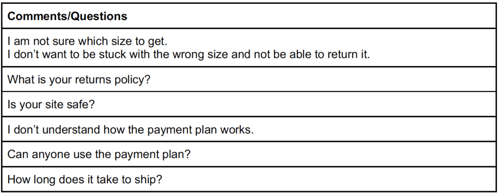 Spreadsheet layout for organizing customer service data