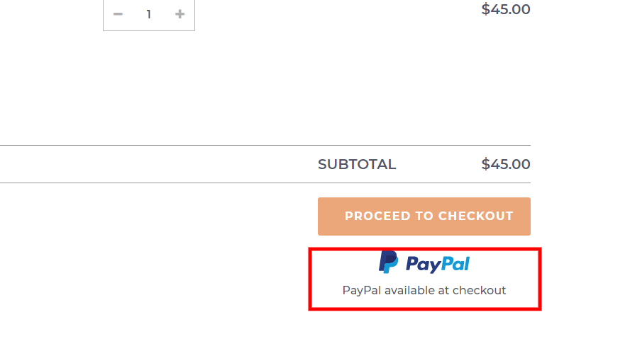 PayPal button on the shopping cart page