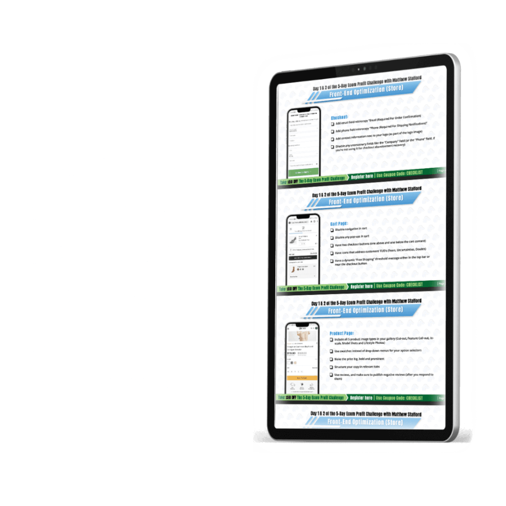 FREE Ecom Profit Checklist Compiled From Over $400 Million In Ecom Sales(1)