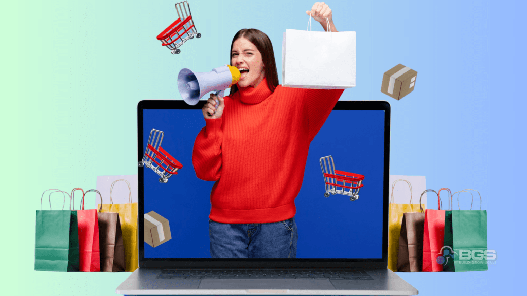 an ecommerce store owner advertising their products through facebook ads