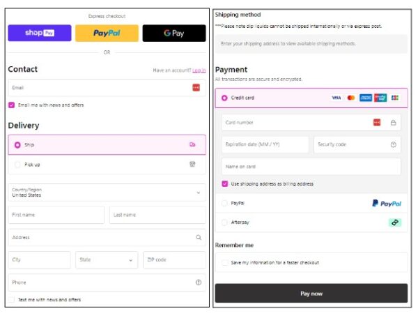 an example of a checkout form field on a Shopify store
