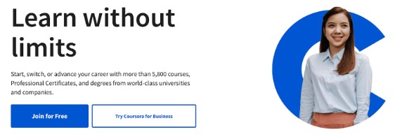coursera.com call to action on their website