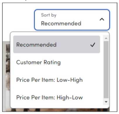 sort by option on an ecommerce store