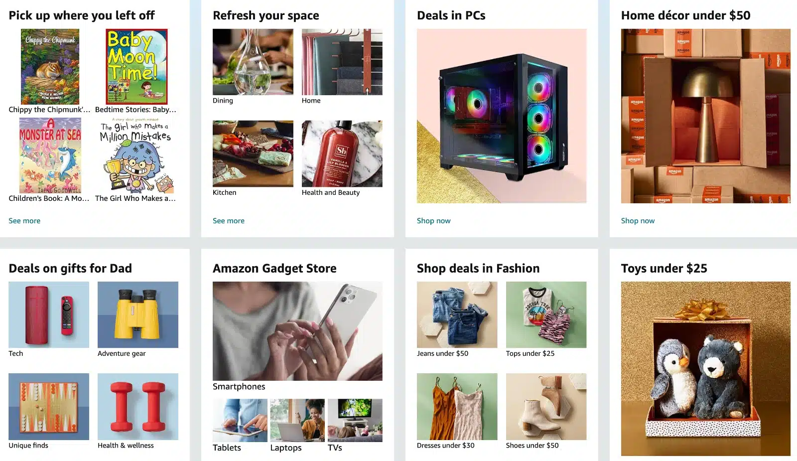 Amazon personalization according to customer browsing journey