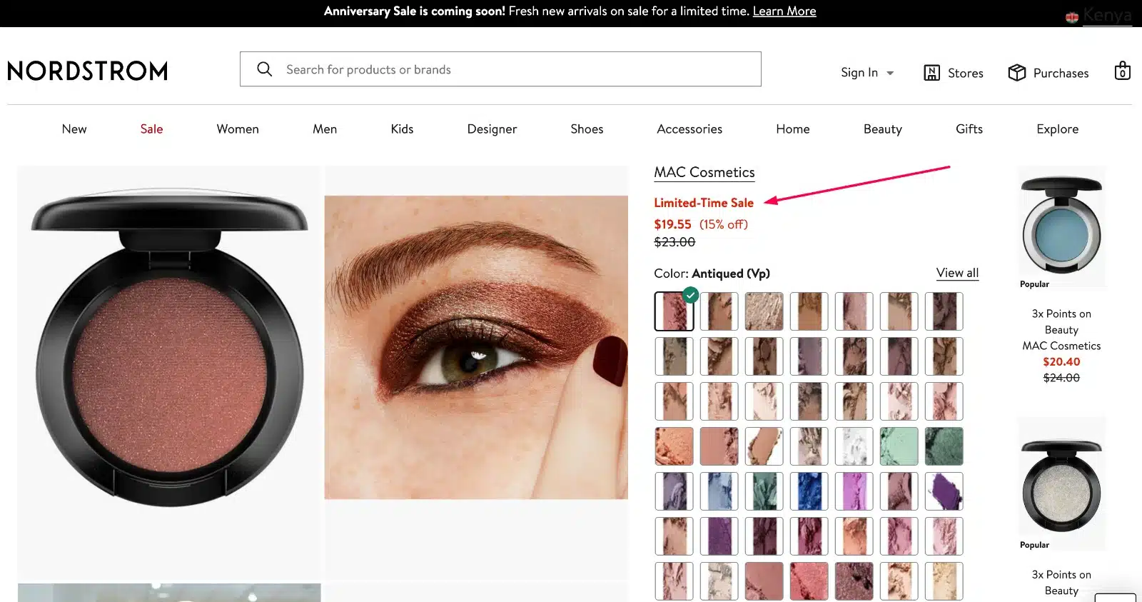 nordstrom using limited time sales to create scarcity